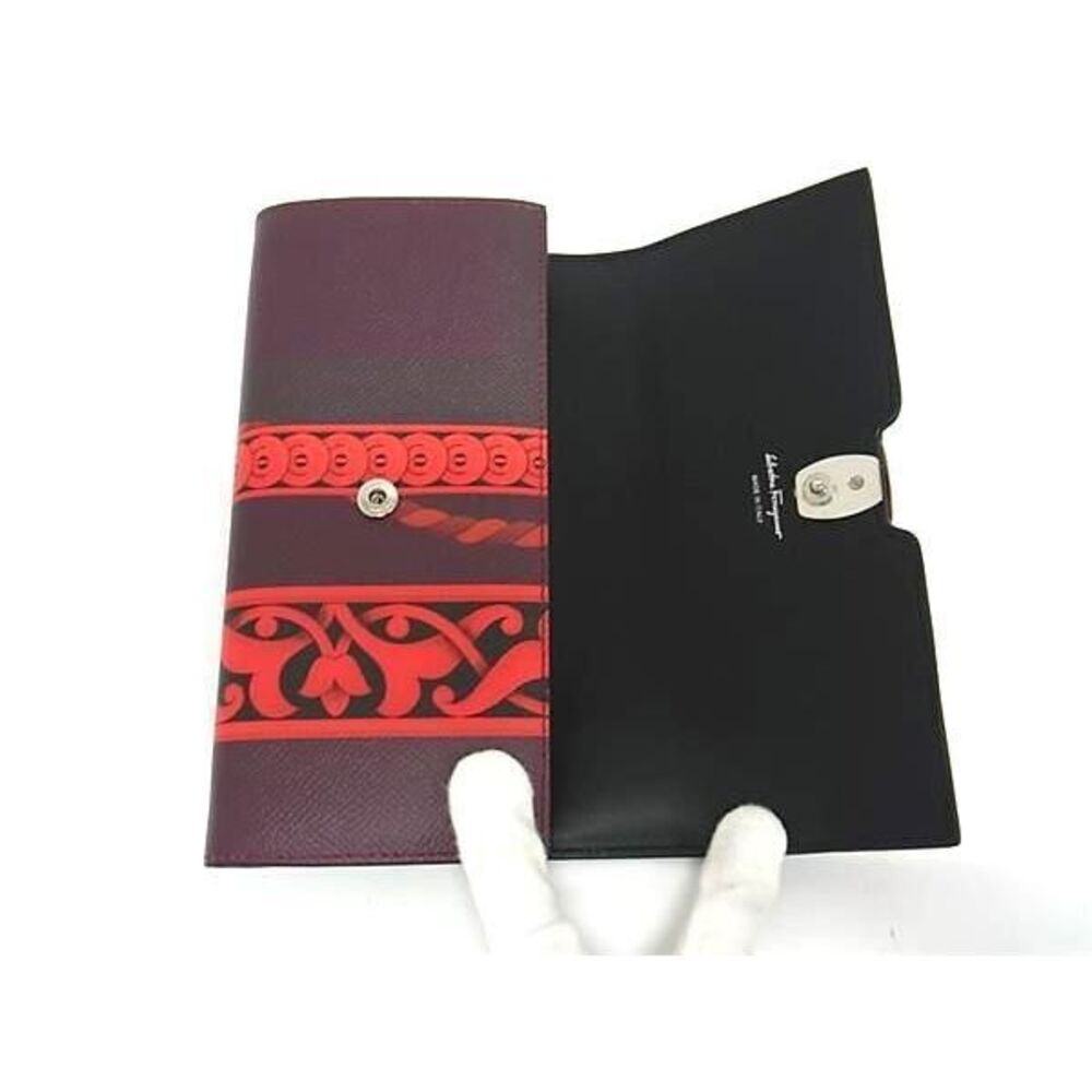 Salvatore Ferragamo JP Vara Rion Leather Bi fold Long Wallet Pink - Picture 3 of 6